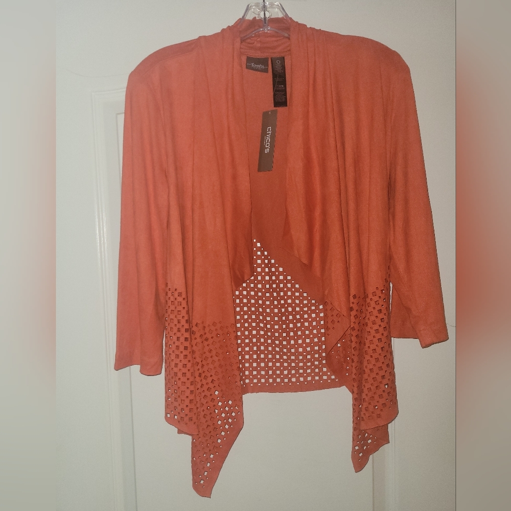 NEW Chico's Travelers Collection Orange Jacket with Cutouts
